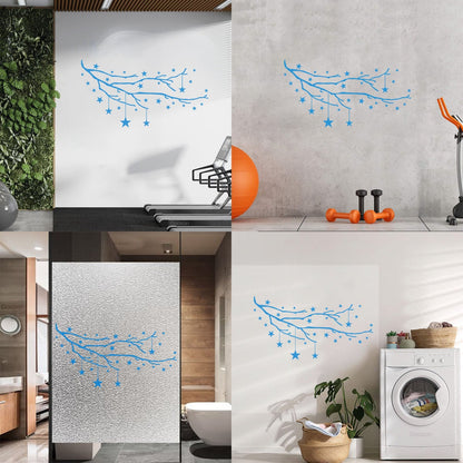 Vinyl Art Sticker Tree Branch Night Stars Child Bedroom Wall Beautification