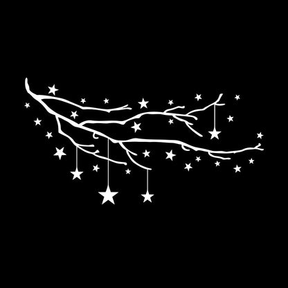 Vinyl Art Sticker Tree Branch Night Stars Child Bedroom Wall Beautification