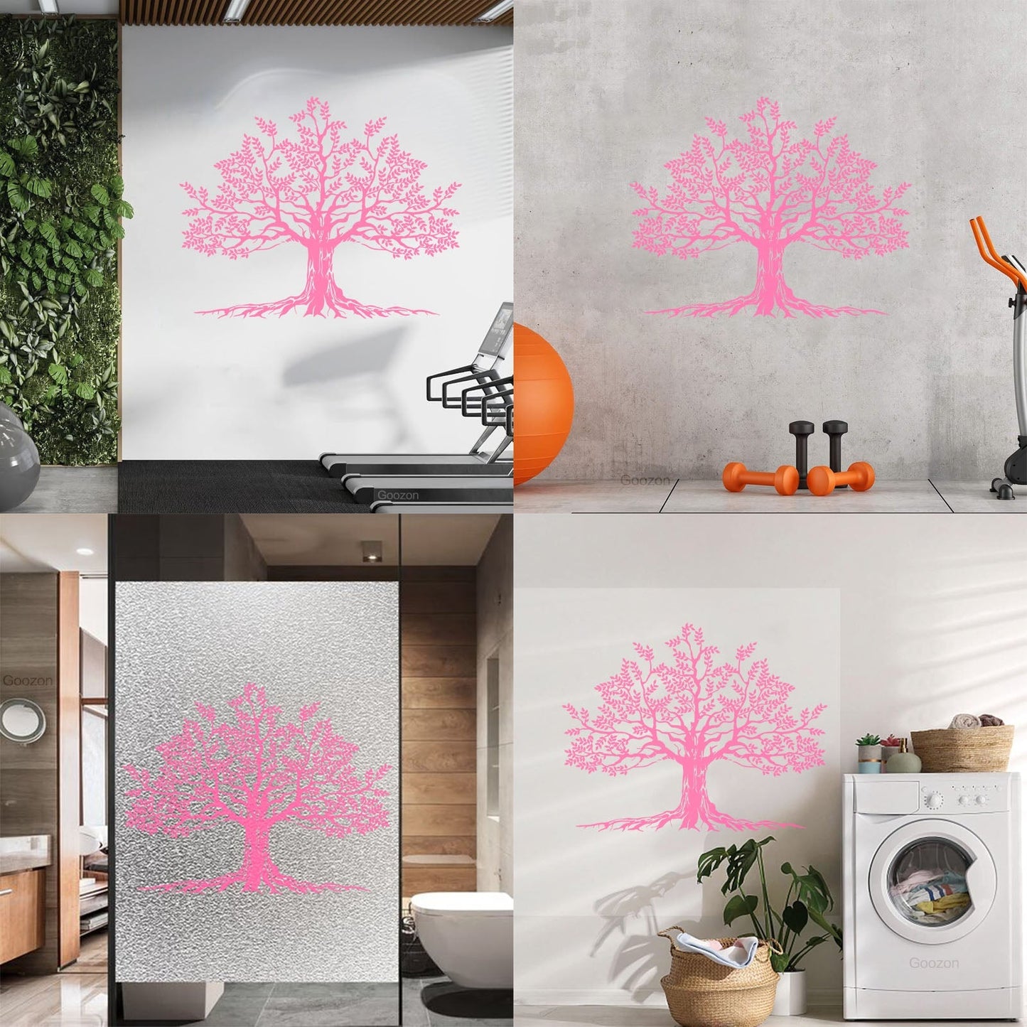 Lettering Decals Tree Leaves Branch Roots Natural Window Decals