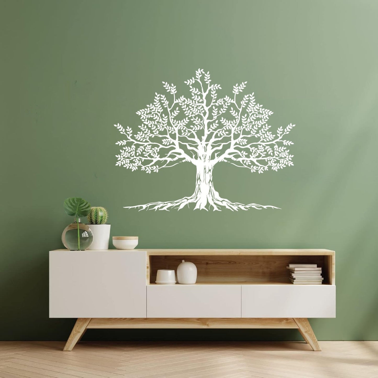 Lettering Decals Tree Leaves Branch Roots Natural Window Decals