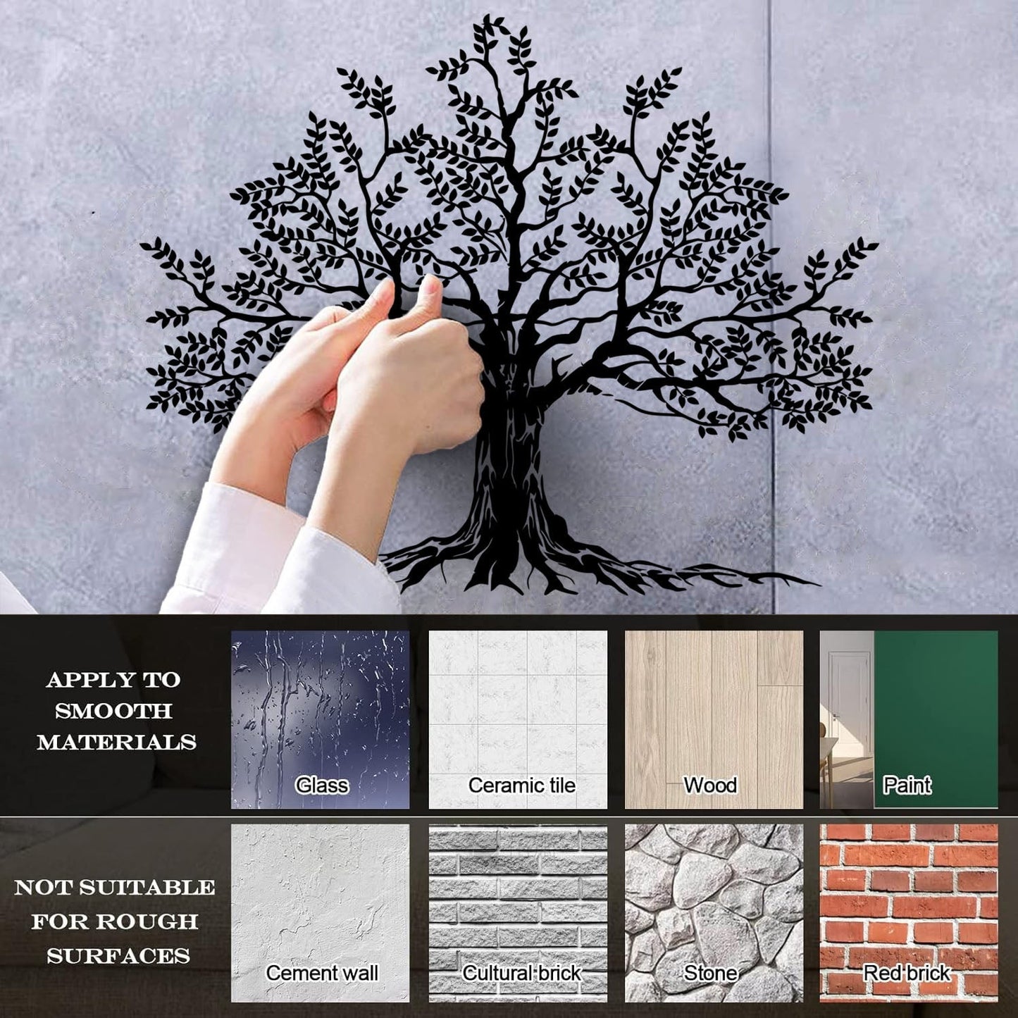 Lettering Decals Tree Leaves Branch Roots Natural Window Decals