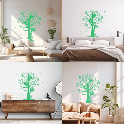Wall Decals Magic Tree Branch Star Owl Fairy Tale Store Decoration