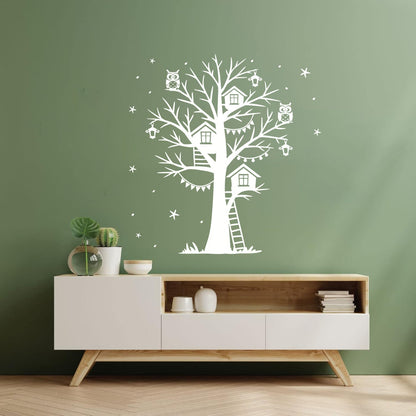 Wall Decals Magic Tree Branch Star Owl Fairy Tale Store Decoration