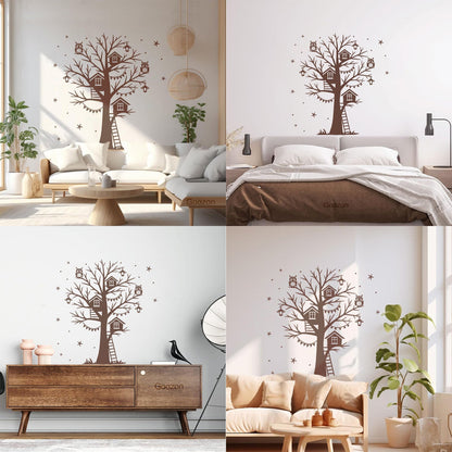 Wall Decals Magic Tree Branch Star Owl Fairy Tale Store Decoration