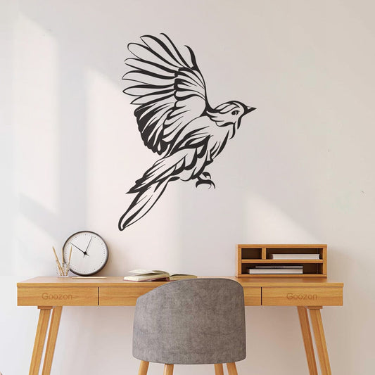 Stickers muraux en papier adhésif, motif abstrait d'ailes d'oiseau, plumes. Ne se décollera pas.