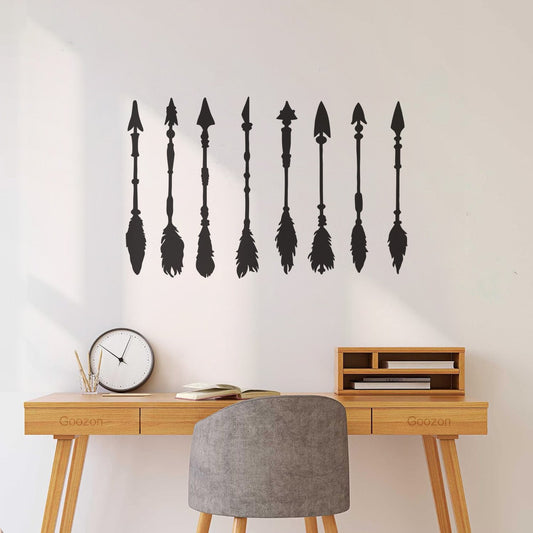 Décalcomanies finement sculptées, flèches, plumes d'oiseaux, motifs ethniques, autocollants pour verre.