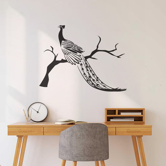 Stickers muraux en vinyle Paon, bel oiseau, plumes fabuleuses, autocollants