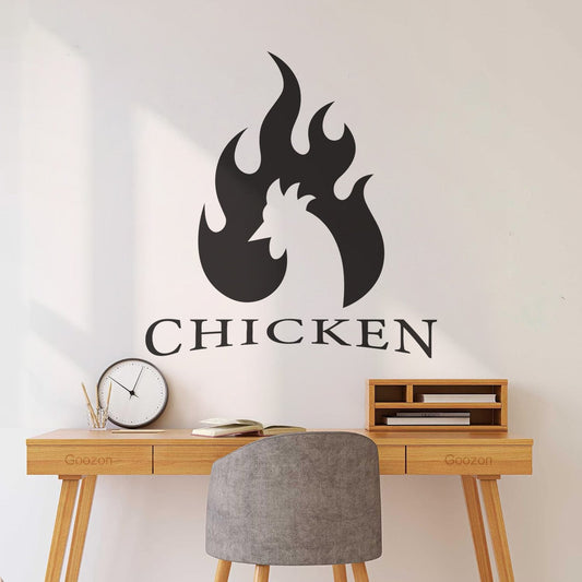 Fire Element Hot Chicken Slogan Bird Logo Fine Carving Decals Can Modify And Add Information