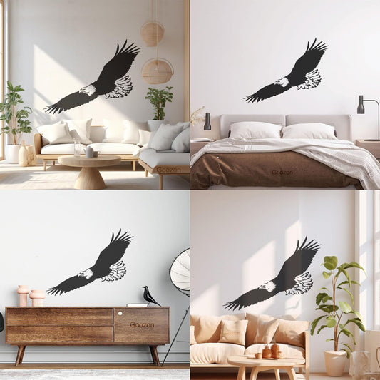 Autocollants lettrage Aigle en vol Symbole tribal amérindien Plumes Possibilité de modification et d'ajout d'informations