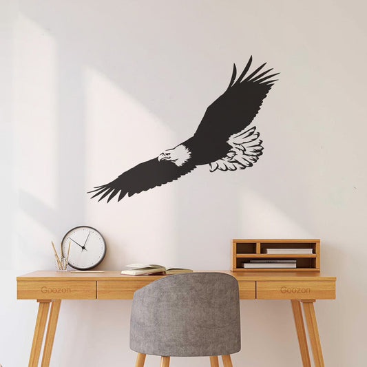 Autocollants lettrage Aigle en vol Symbole tribal amérindien Plumes Possibilité de modification et d'ajout d'informations
