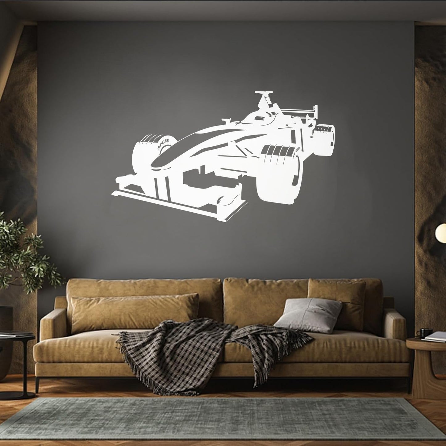 Open Wheel Car Garage Racing Boys Mural And Wall Vinyl Decal Can Modify And Add Information