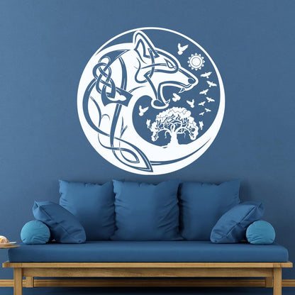 Celtic Symbols Wolf Tree Birds Patterns Sun Fine Carving Stickers Wall Beautification