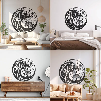 Celtic Symbols Wolf Tree Birds Patterns Sun Fine Carving Stickers Wall Beautification