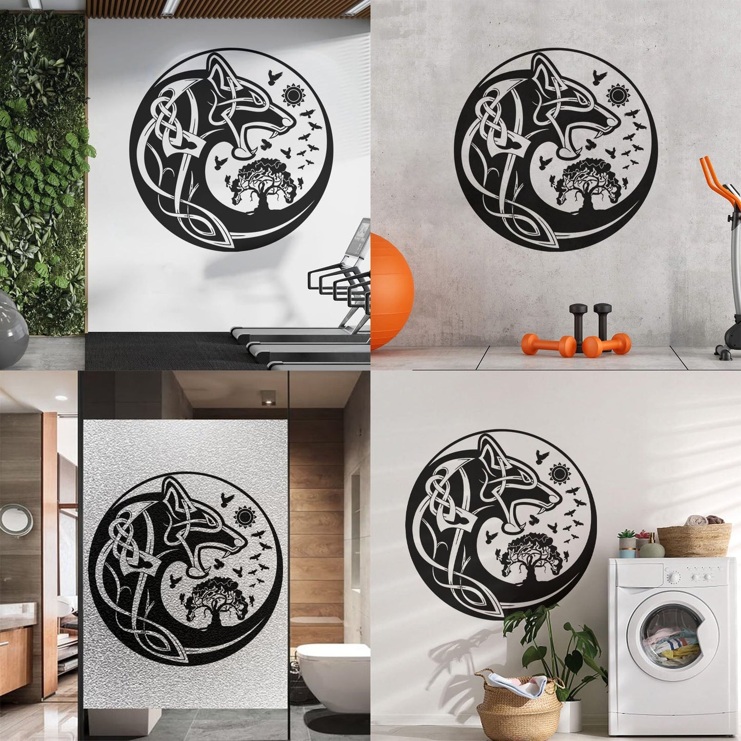 Celtic Symbols Wolf Tree Birds Patterns Sun Fine Carving Stickers Wall Beautification