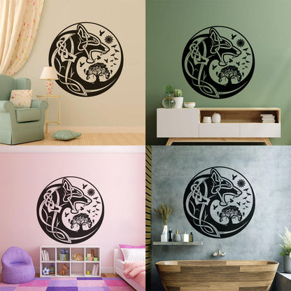 Celtic Symbols Wolf Tree Birds Patterns Sun Fine Carving Stickers Wall Beautification
