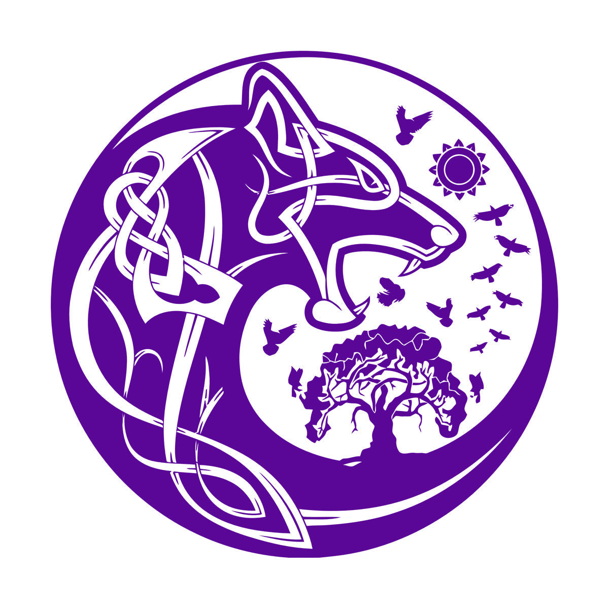 Celtic Symbols Wolf Tree Birds Patterns Sun Fine Carving Stickers Wall Beautification