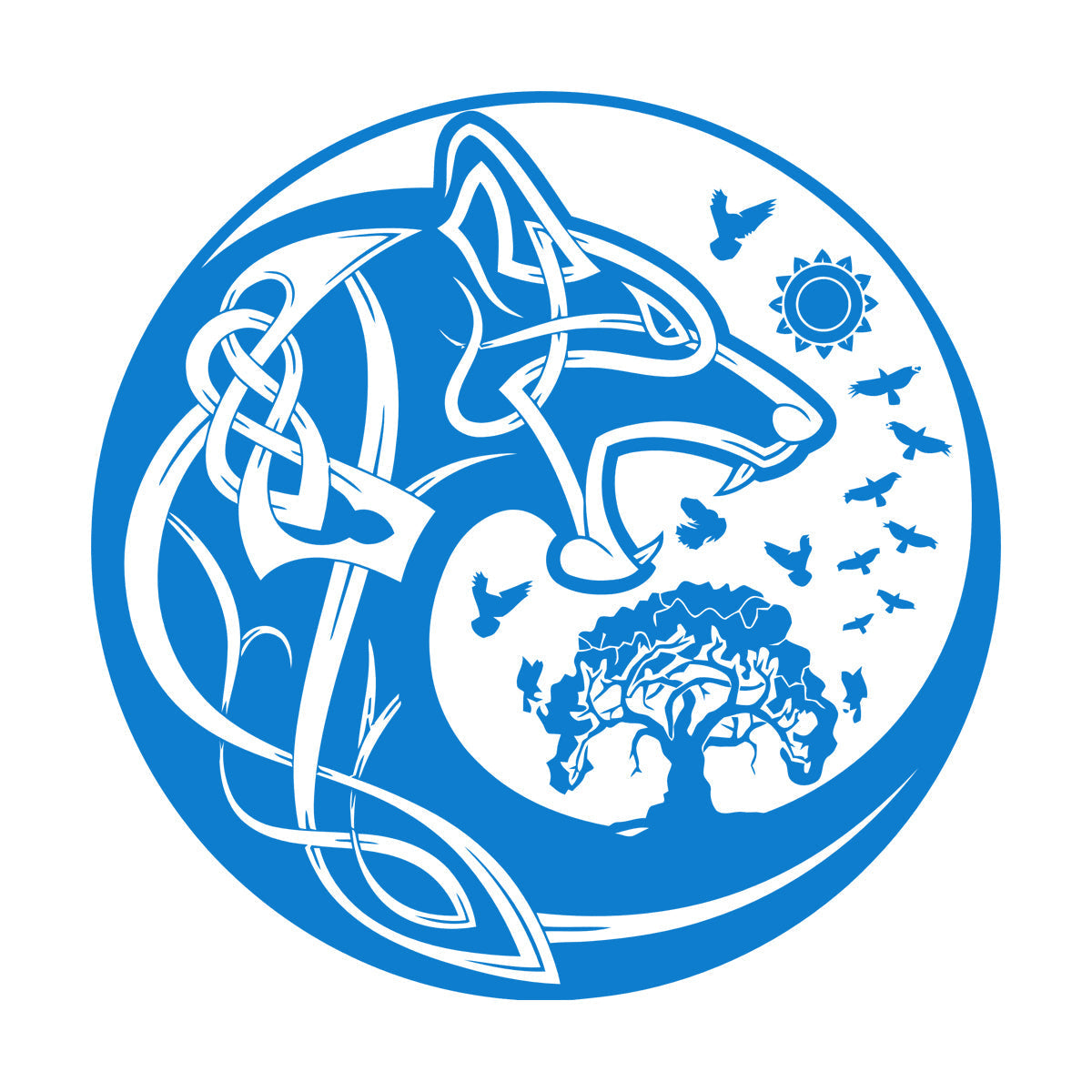 Celtic Symbols Wolf Tree Birds Patterns Sun Fine Carving Stickers Wall Beautification