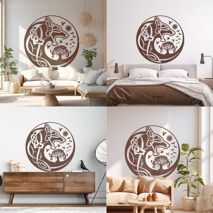 Celtic Symbols Wolf Tree Birds Patterns Sun Fine Carving Stickers Wall Beautification
