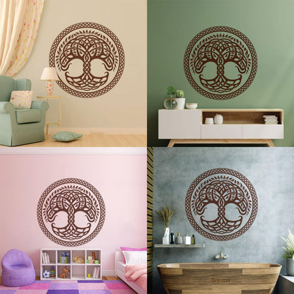 Circle Tree Of Life Family Celtic Ornament Wall Decals Pvc Removable Without Leaving Glue