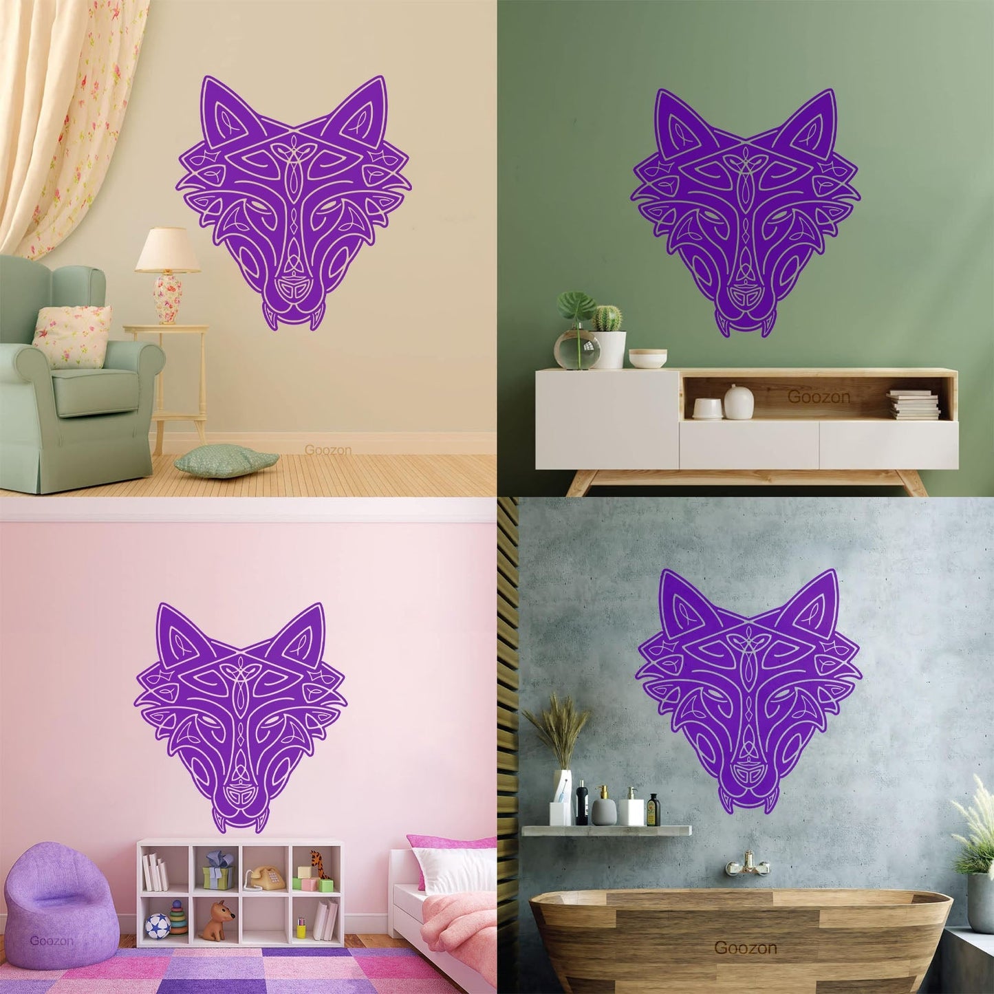 Vinyl Wall Stickers Wild Wolf Celtic Animal Head Ornament Removable Without Leaving Glue