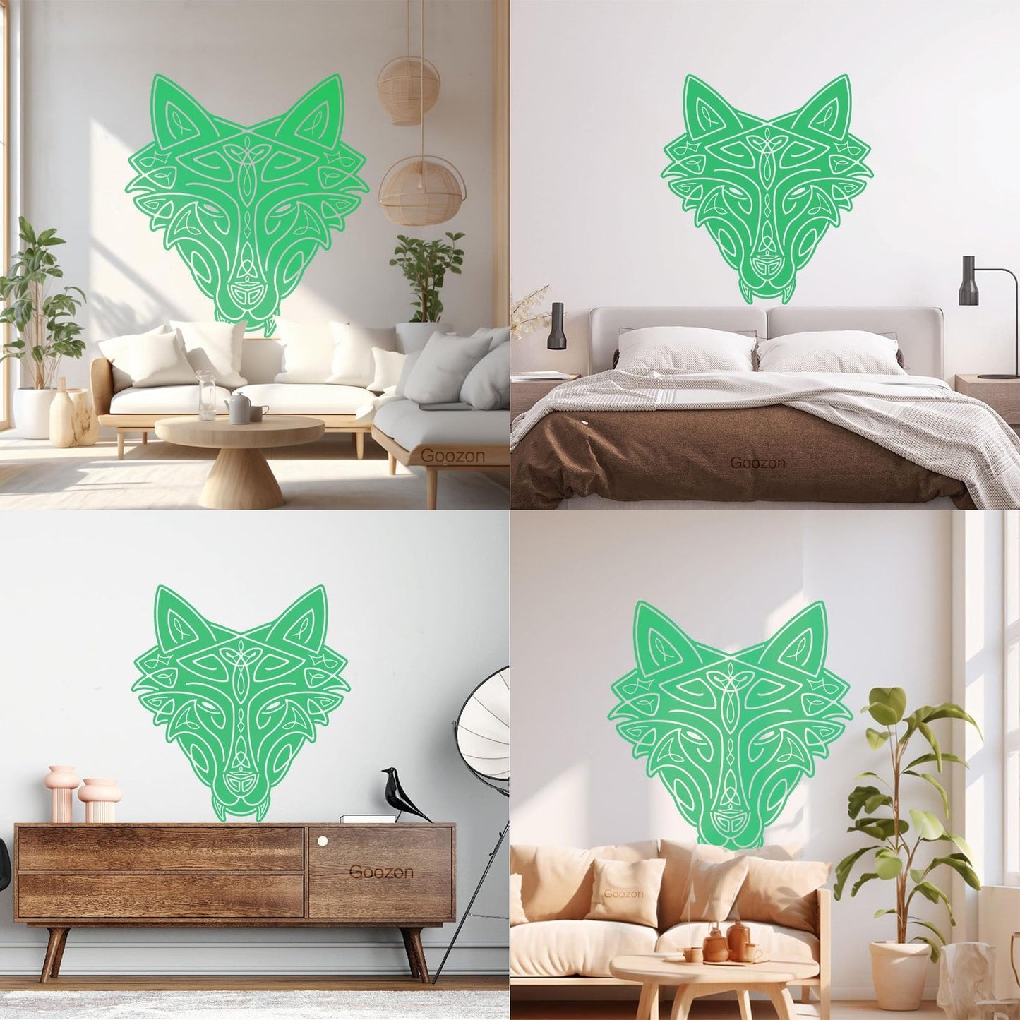 Vinyl Wall Stickers Wild Wolf Celtic Animal Head Ornament Removable Without Leaving Glue