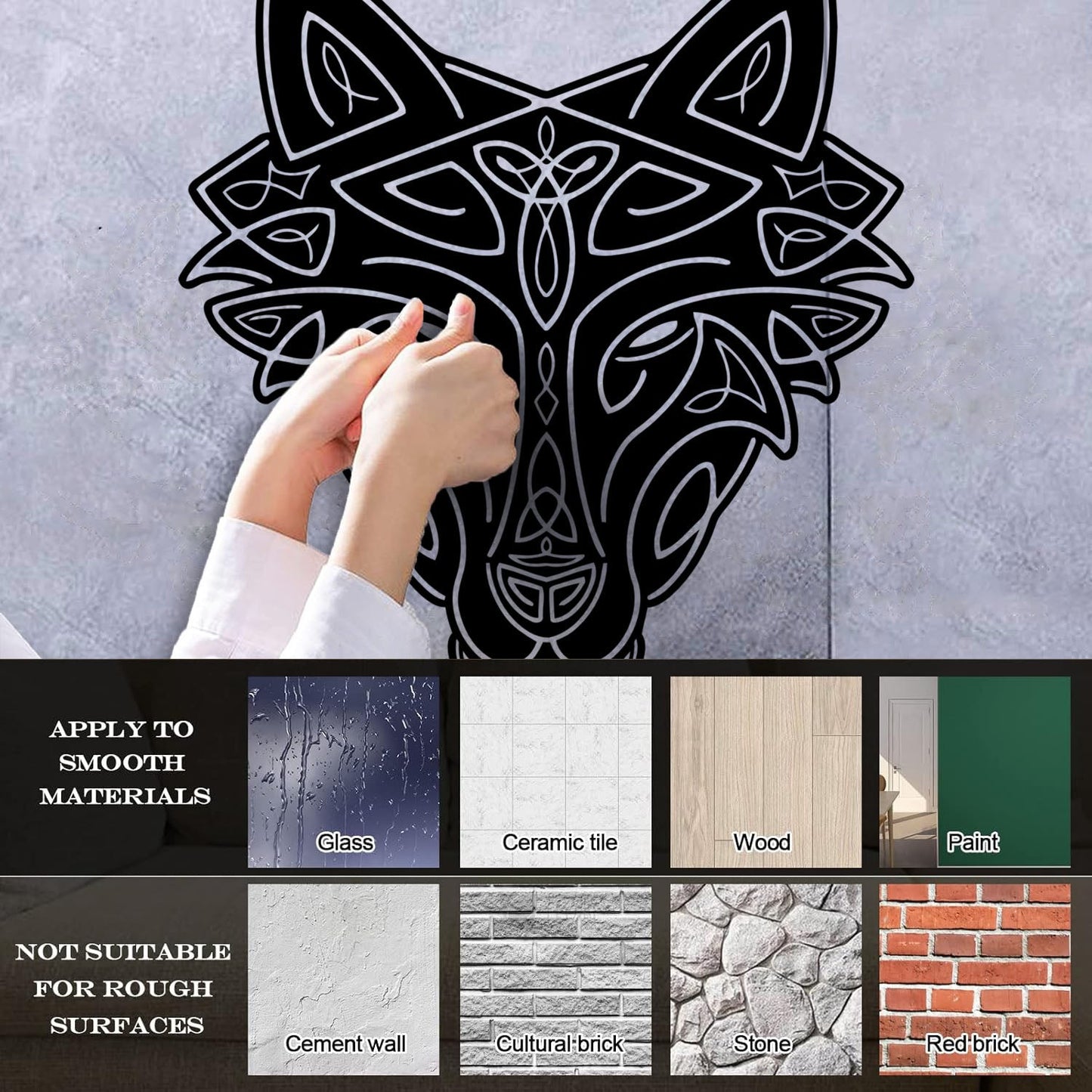 Vinyl Wall Stickers Wild Wolf Celtic Animal Head Ornament Removable Without Leaving Glue