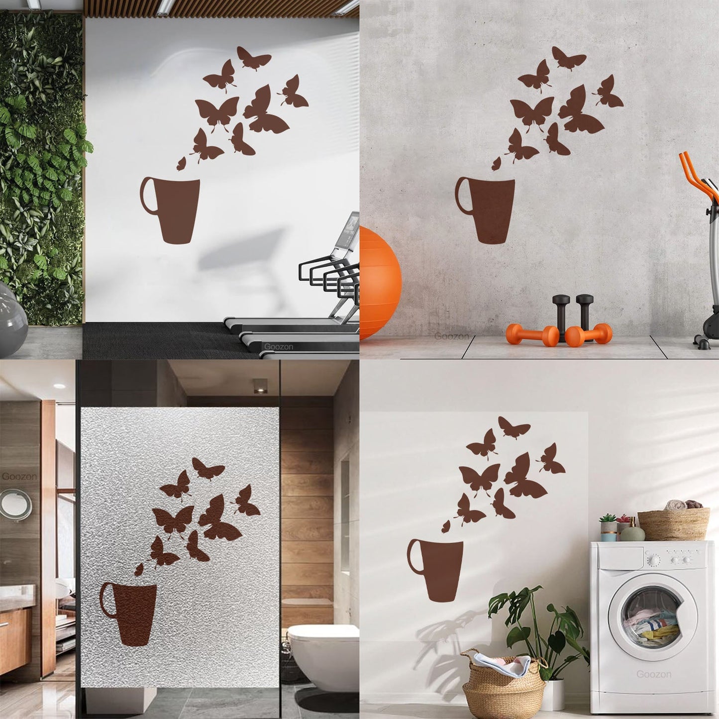Coffee Cup House Shop Butterflies Kitchen Tea Vinyl Wall Decals Personalized Customization