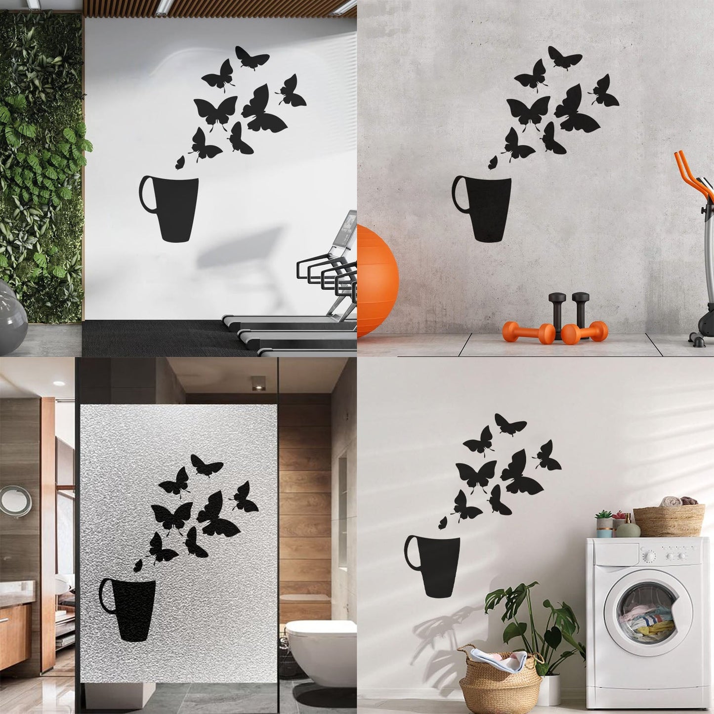 Coffee Cup House Shop Butterflies Kitchen Tea Vinyl Wall Decals Personalized Customization