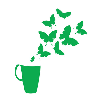 Coffee Cup House Shop Butterflies Kitchen Tea Vinyl Wall Decals Personalized Customization