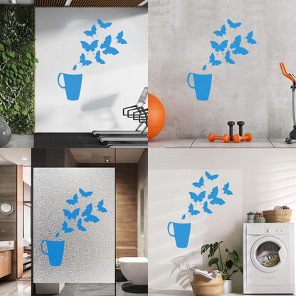 Coffee Cup House Shop Butterflies Kitchen Tea Vinyl Wall Decals Personalized Customization