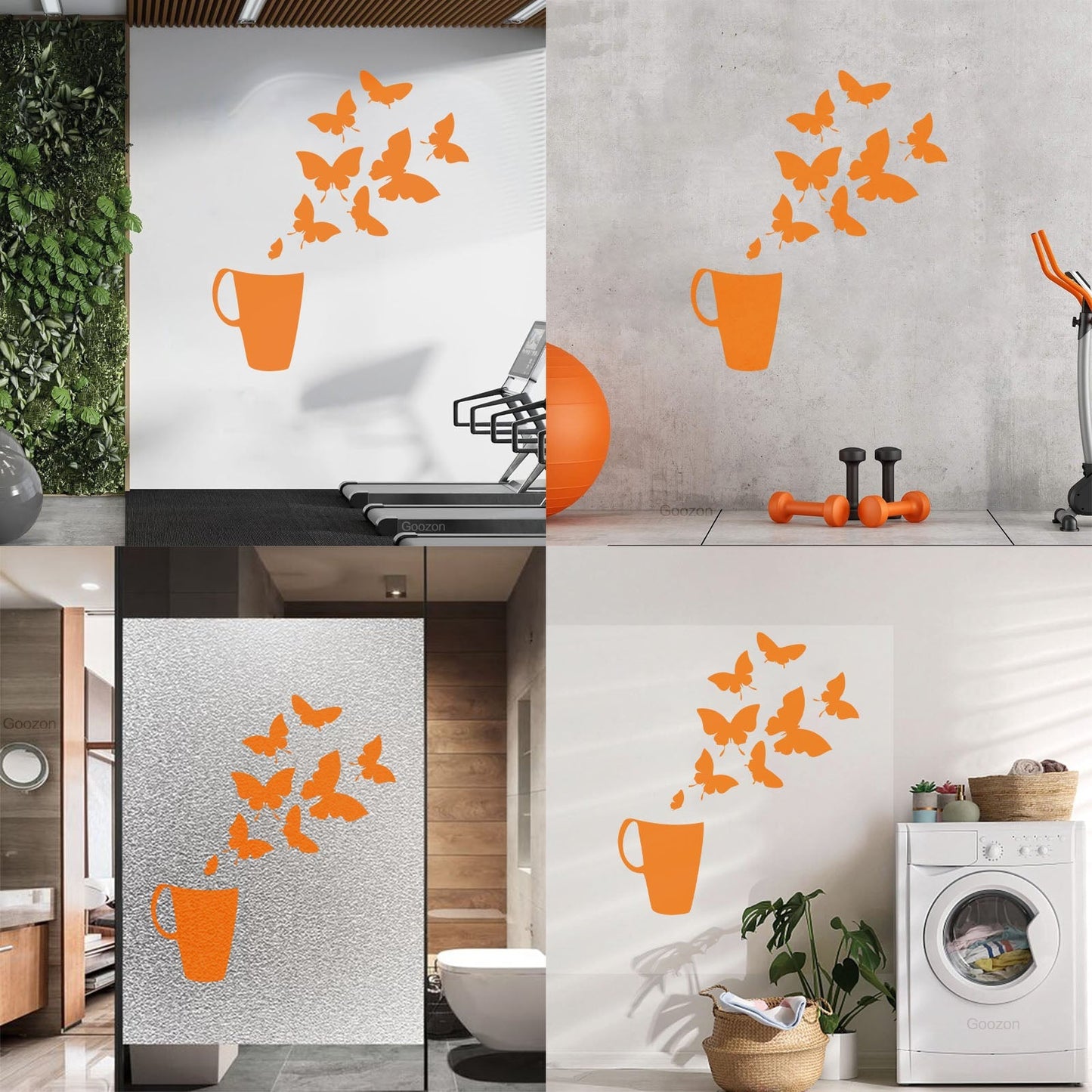 Coffee Cup House Shop Butterflies Kitchen Tea Vinyl Wall Decals Personalized Customization