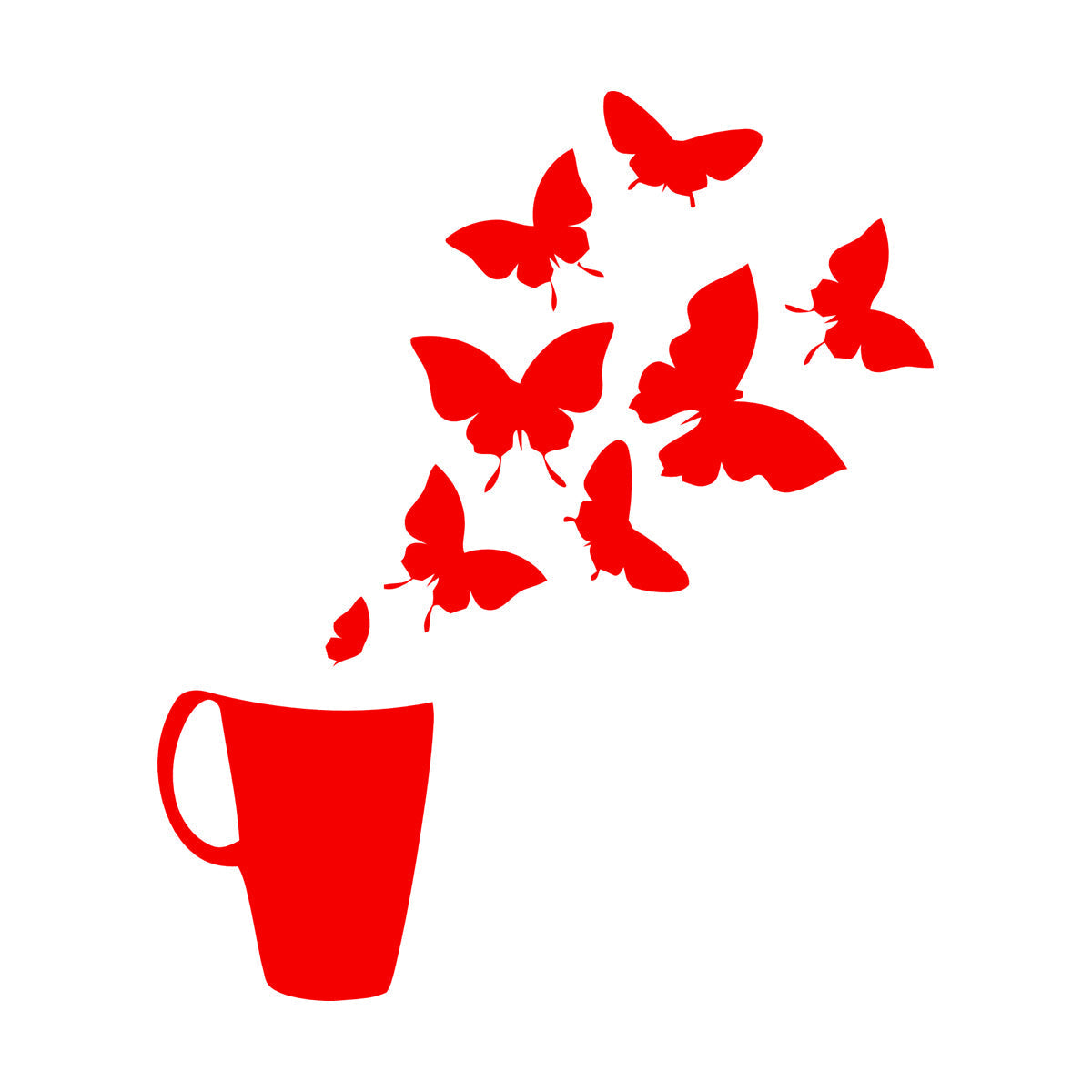 Coffee Cup House Shop Butterflies Kitchen Tea Vinyl Wall Decals Personalized Customization