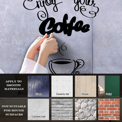 Wall Decals Paster Paper Cafe Lettering Enjoy Your Coffee Kitchen Quote Equipped With Transfer Film Kit