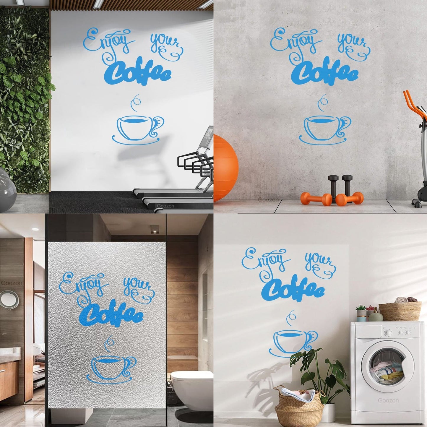 Wall Decals Paster Paper Cafe Lettering Enjoy Your Coffee Kitchen Quote Equipped With Transfer Film Kit