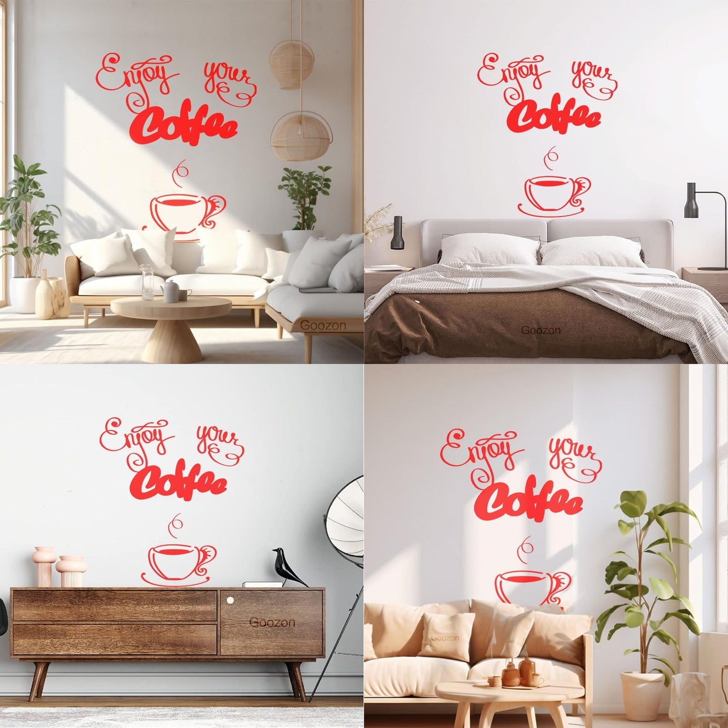 Wall Decals Paster Paper Cafe Lettering Enjoy Your Coffee Kitchen Quote Equipped With Transfer Film Kit