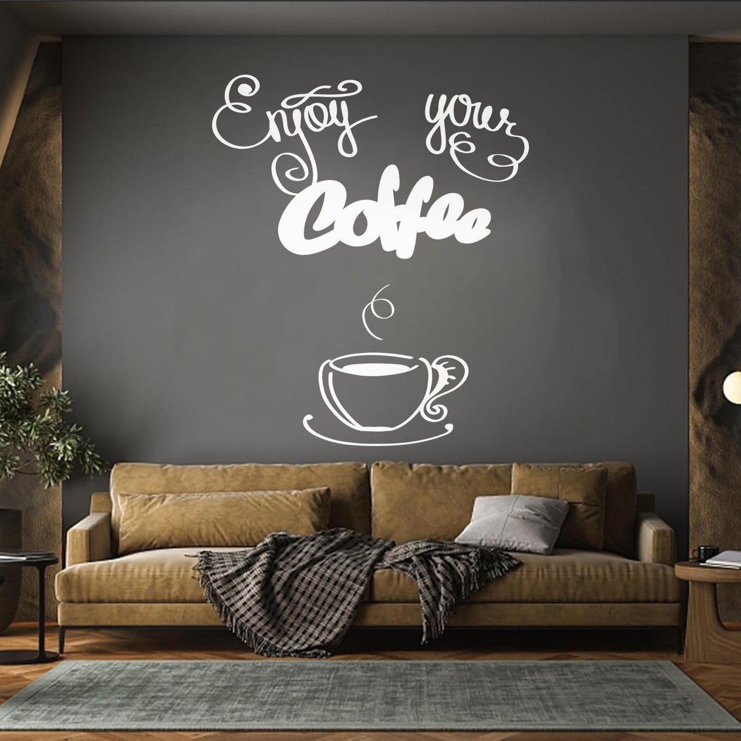 Wall Decals Paster Paper Cafe Lettering Enjoy Your Coffee Kitchen Quote Equipped With Transfer Film Kit