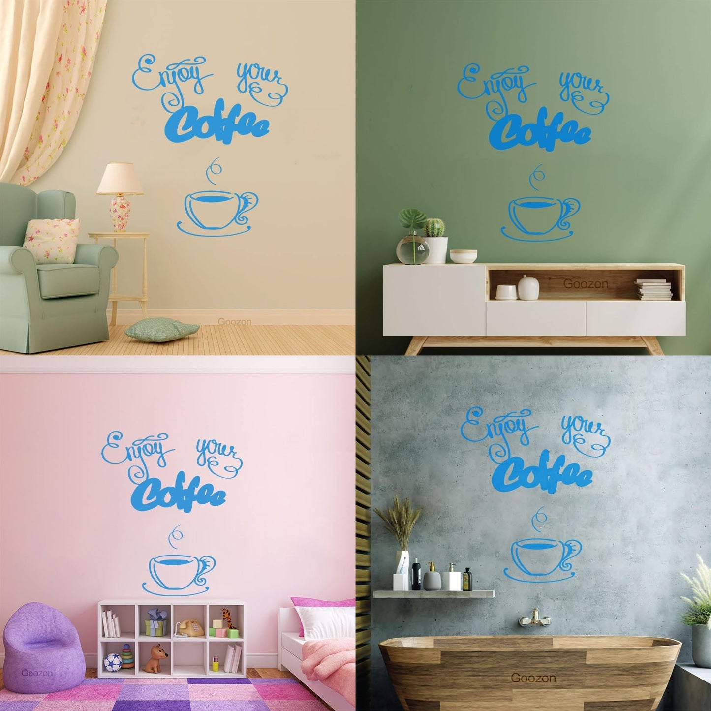 Wall Decals Paster Paper Cafe Lettering Enjoy Your Coffee Kitchen Quote Equipped With Transfer Film Kit