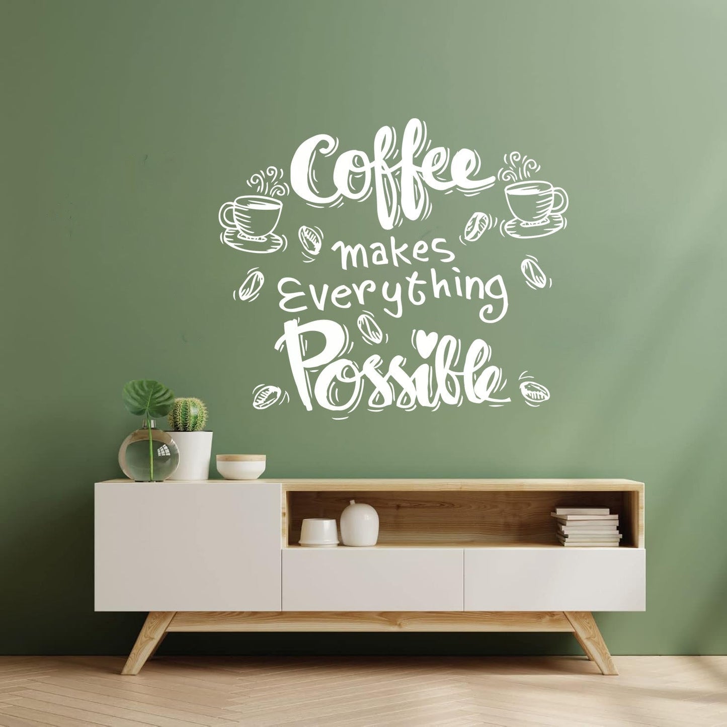 Wall Decals Cafe Quote Coffee Makes Everything Possible Art Mural Painting