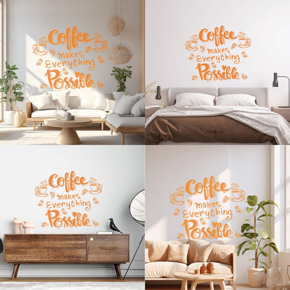 Wall Decals Cafe Quote Coffee Makes Everything Possible Art Mural Painting