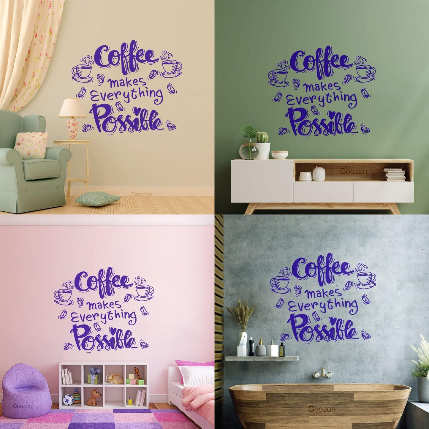 Wall Decals Cafe Quote Coffee Makes Everything Possible Art Mural Painting