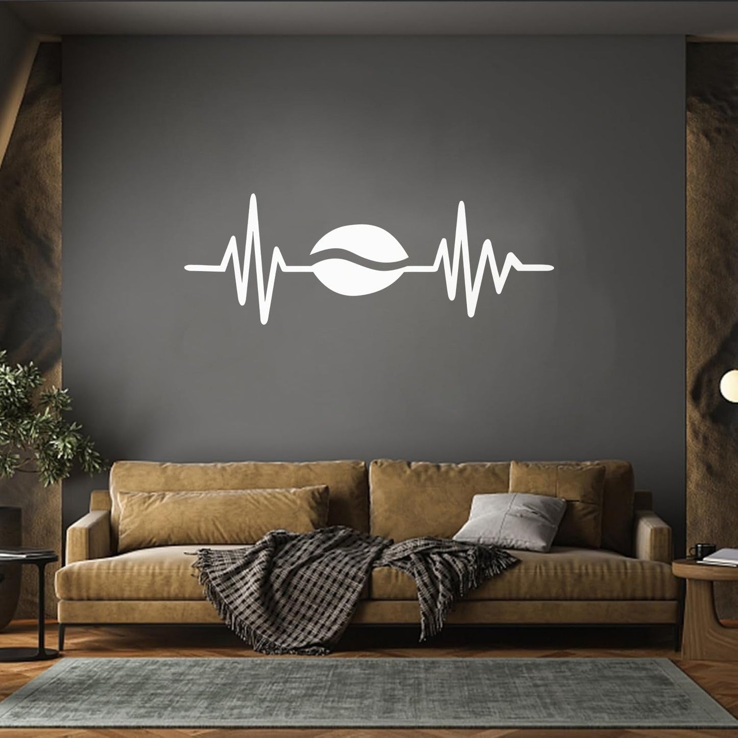 Mural And Wall Vinyl Decal Cardiogram Coffee Bean Kitchen Cafe Restaurant It Won'T Fall Off