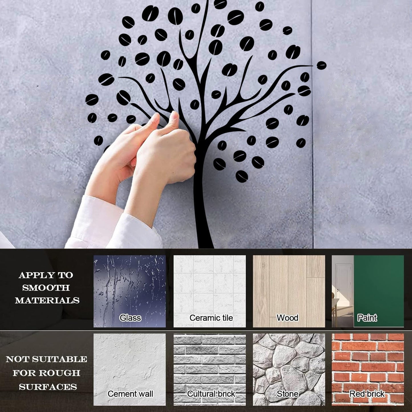 Lettering Decals Coffee Beans Tree Natural Kitchen Store Decoration