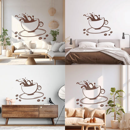 Lettering Stickers Coffee Cup House Dining Break Idea Removable Without Leaving Glue