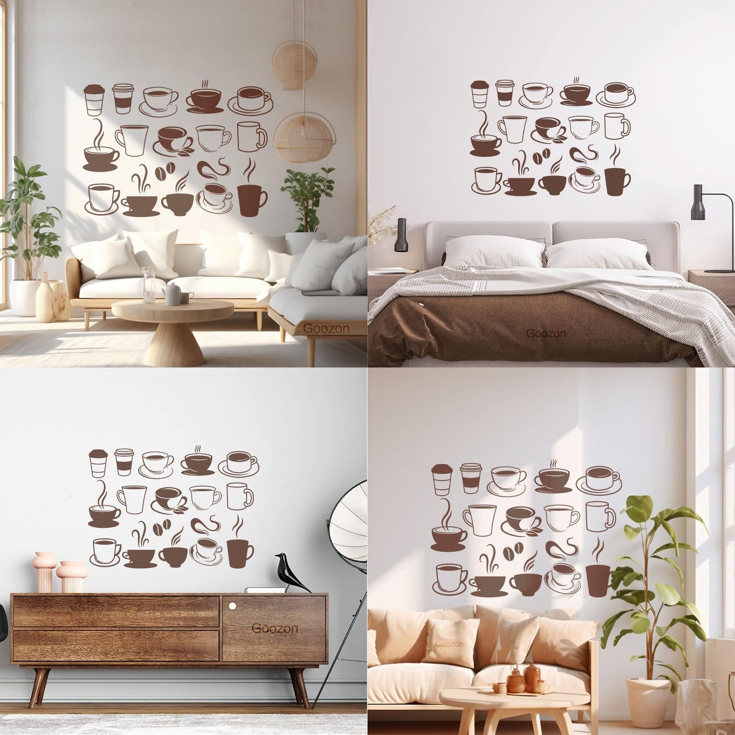Vinyl Wall Stickers Coffee Cups Collection Coffee Beans Cafe Do Not Damage The Wall Surface