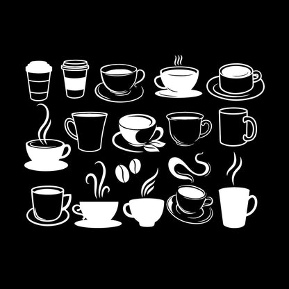 Vinyl Wall Stickers Coffee Cups Collection Coffee Beans Cafe Do Not Damage The Wall Surface