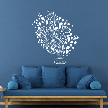 Wall Decals Pvc Cup Coffee Cafe Tea Kitchen Bar Restaurant Glass Stickers