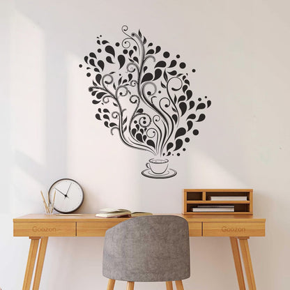 Wall Decals Pvc Cup Coffee Cafe Tea Kitchen Bar Restaurant Glass Stickers