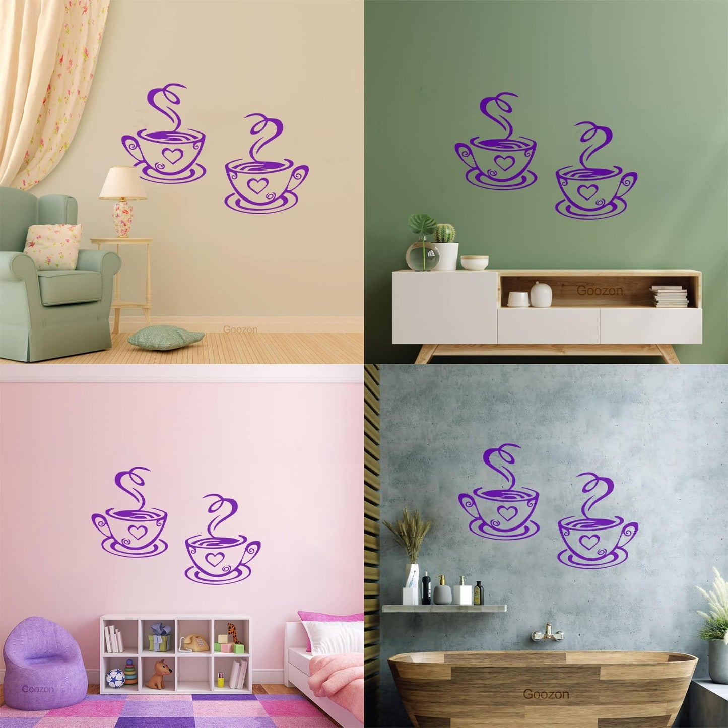 Wall Decals Paster Paper Cup Love Kitchen Coffee Cafe Tattoo Culture