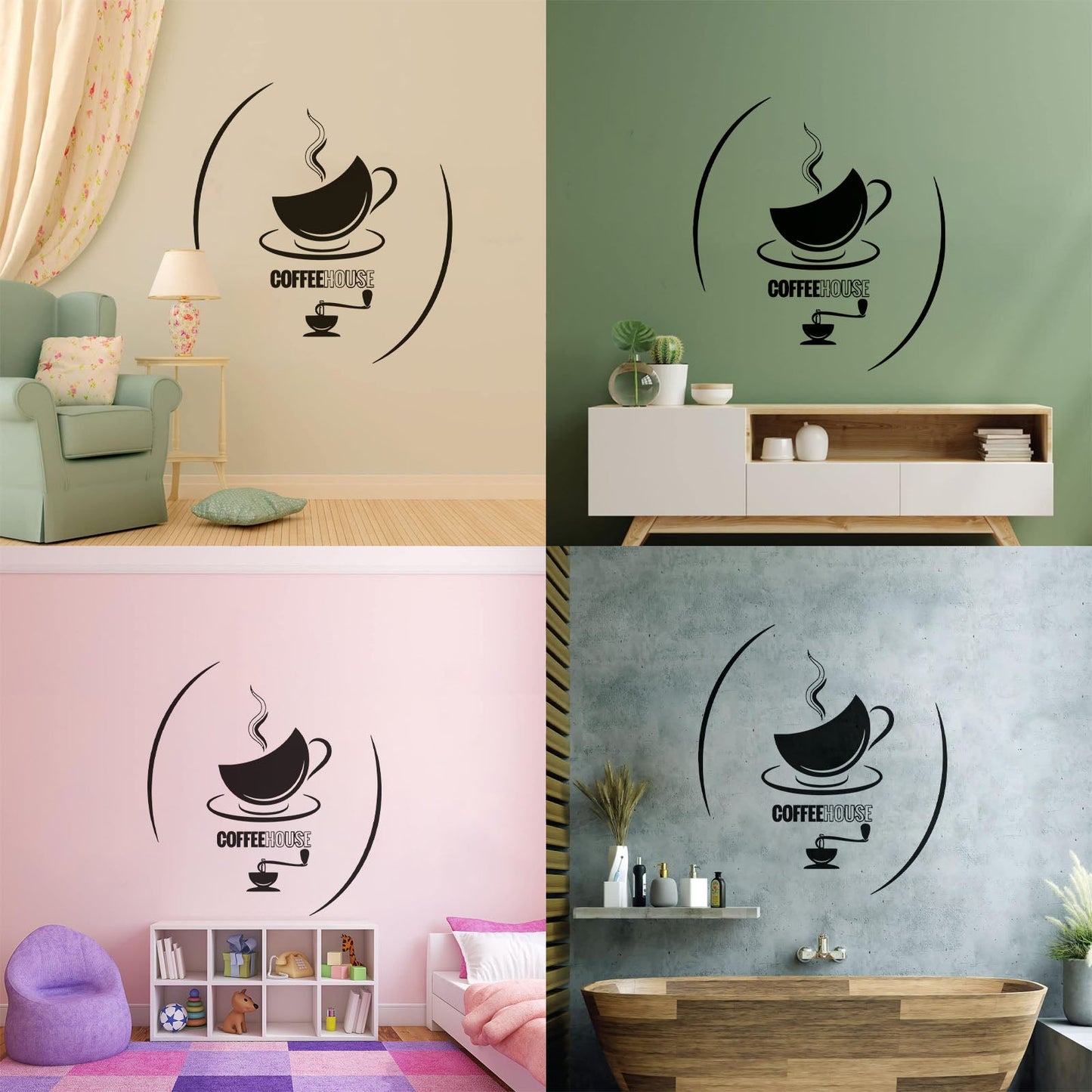 Wall Decals Cup Of Tea Coffeehouse Hot Drinks Kitchen Cafe Self Adhesive