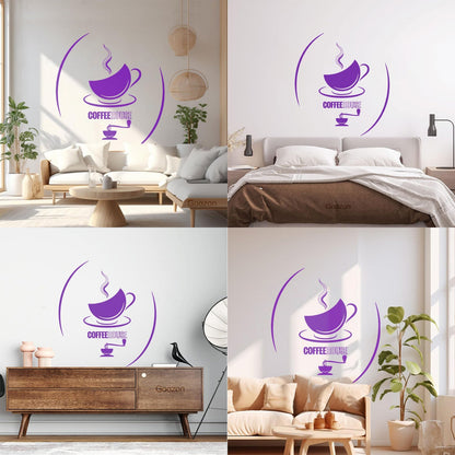 Wall Decals Cup Of Tea Coffeehouse Hot Drinks Kitchen Cafe Self Adhesive